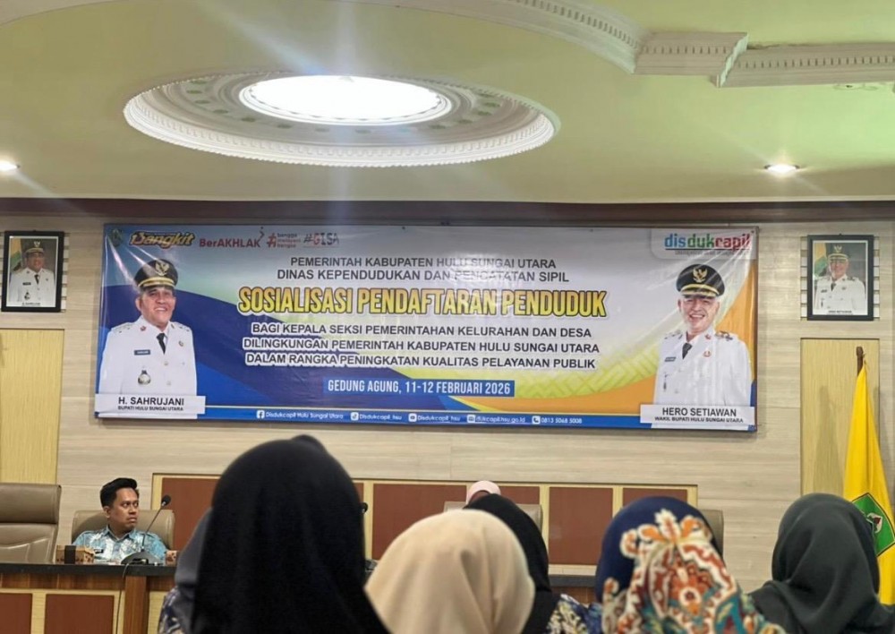 Kasi Pemerintahan Hadiri Sosialisasi Pendaftaran Penduduk oleh Disdukcapil HSU